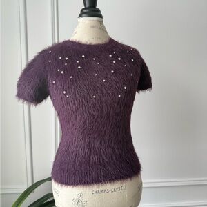Elegant Purple Fuzzy Short sleeve top